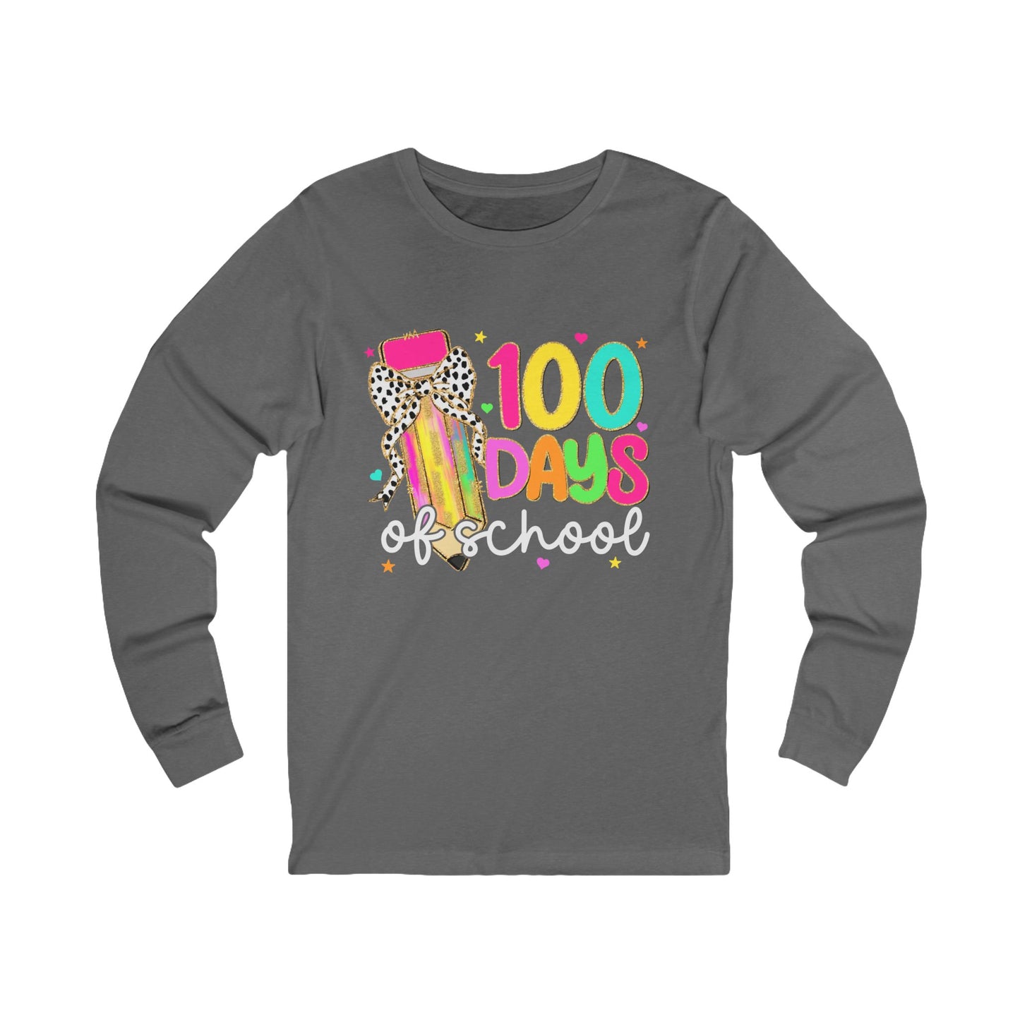 100 days of school Jersey Long Sleeve Tee