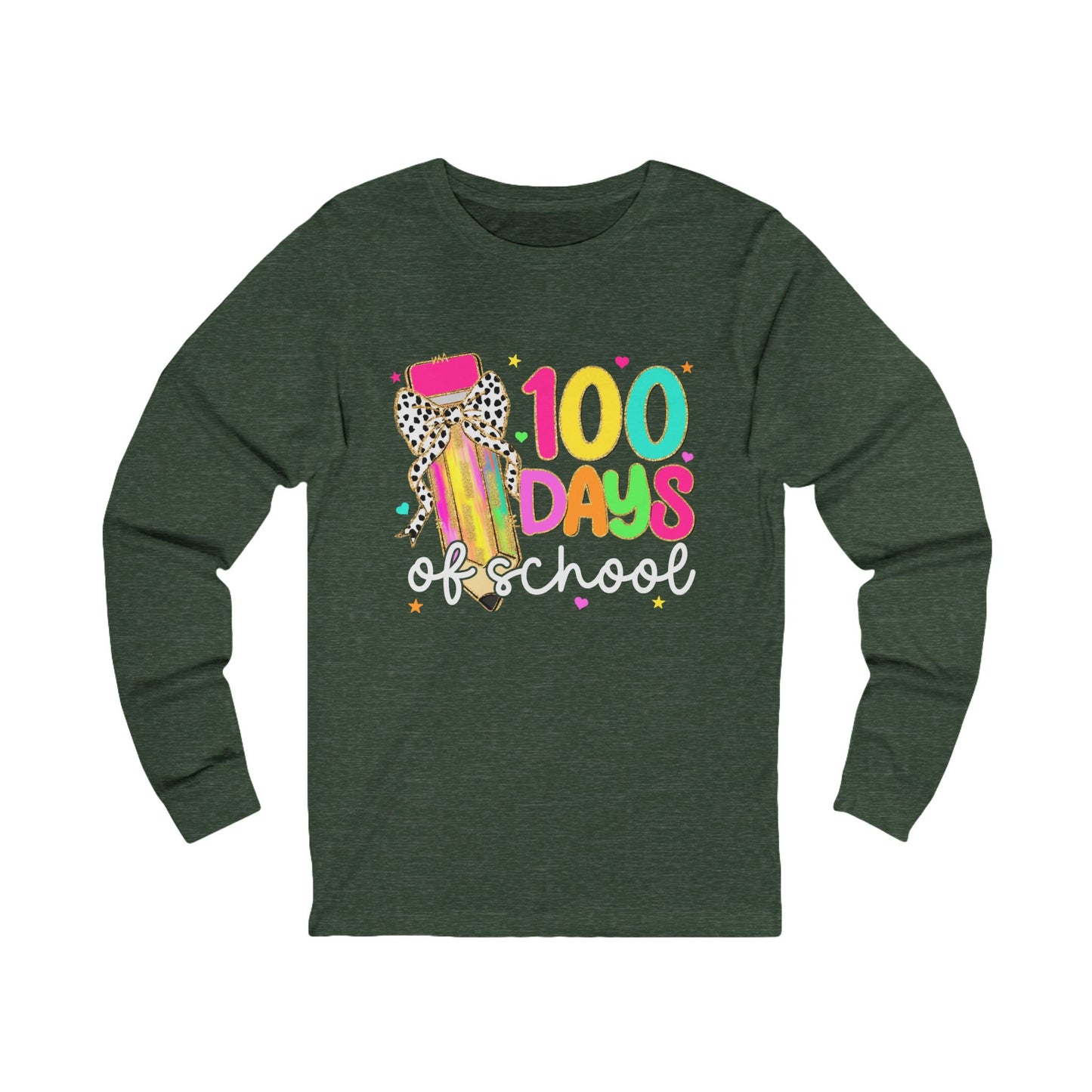 100 days of school Jersey Long Sleeve Tee