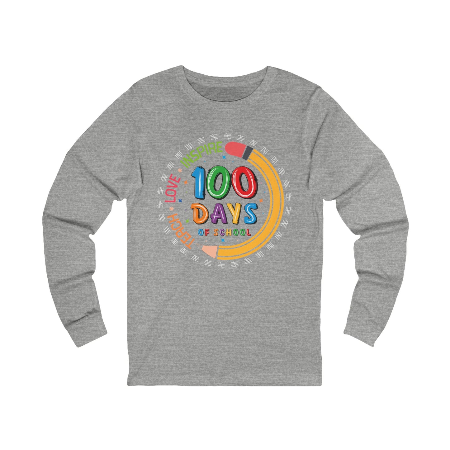 100 days Teach - Love - Inspire Jersey Long Sleeve Tee