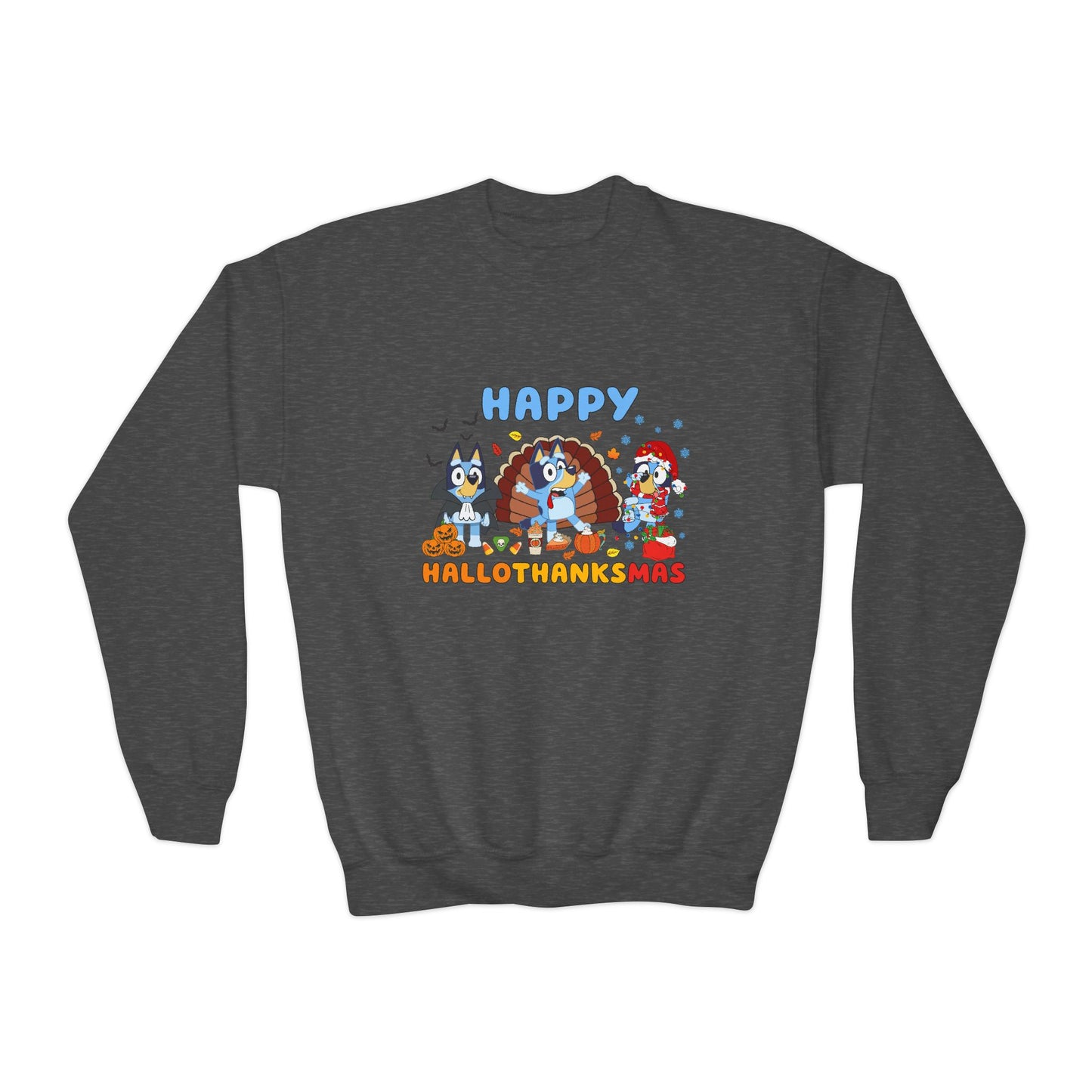 Happy Hallothanksmas Youth Crewneck Sweatshirt