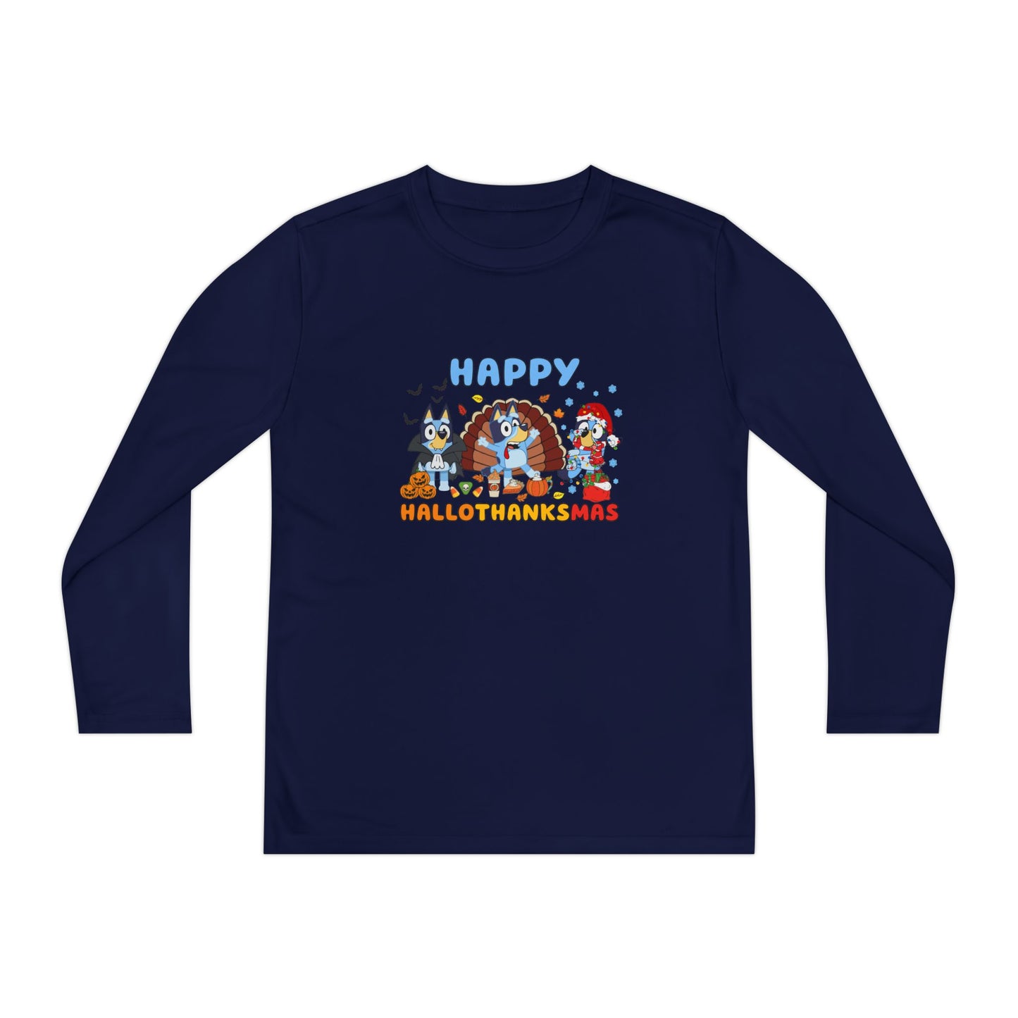 Happy Hallothanksmas Youth Long Sleeve Competitor Tee