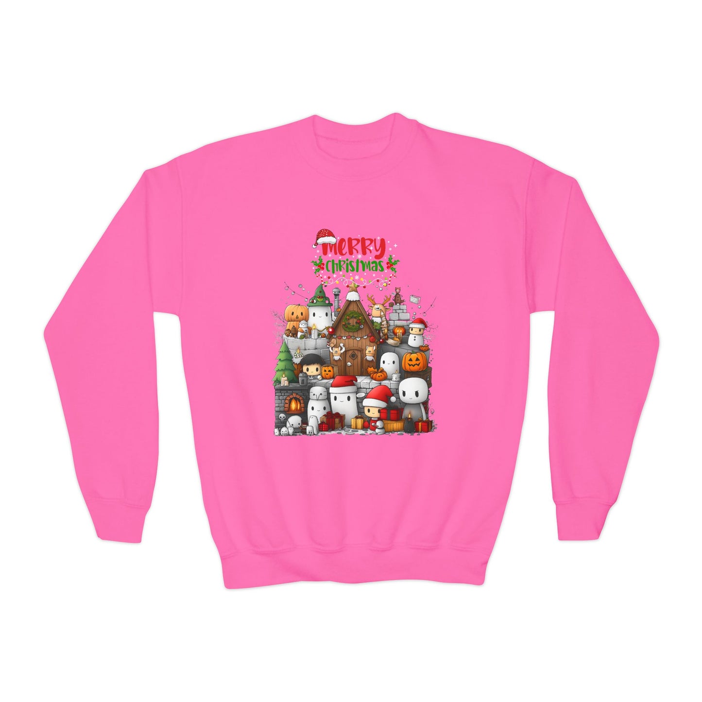 Merry Mine-craft Christmas Youth Crewneck Sweatshirt