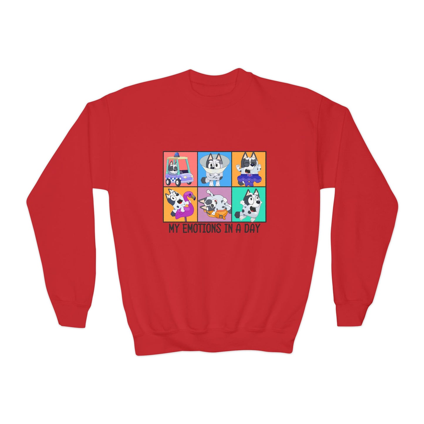 My emotions in a day Youth Crewneck Sweatshirt