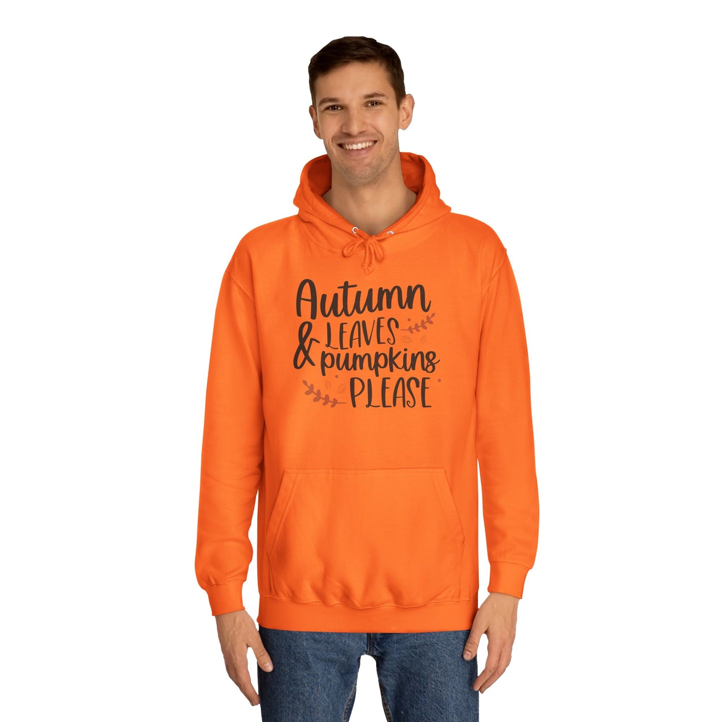 Autumn Leaves & Pumpkins Please Unisex College Hoodie