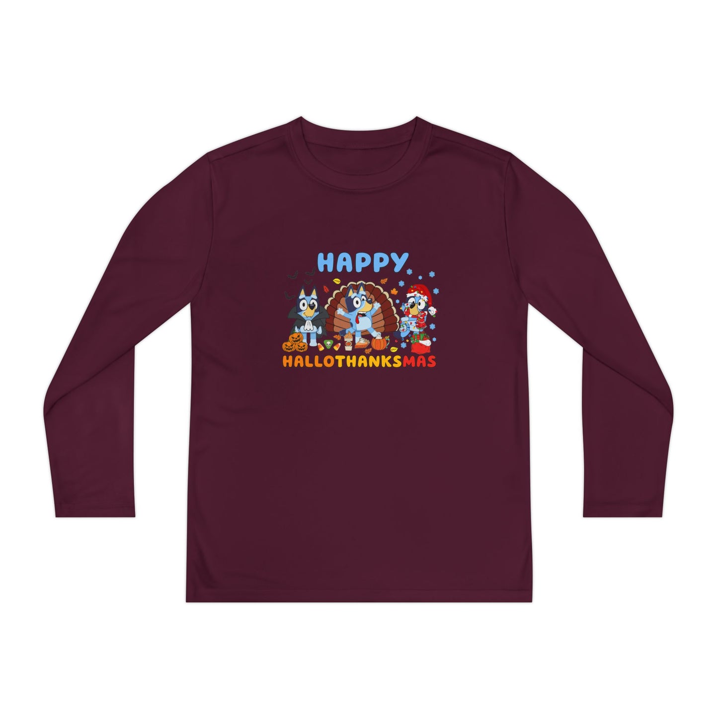 Happy Hallothanksmas Youth Long Sleeve Competitor Tee
