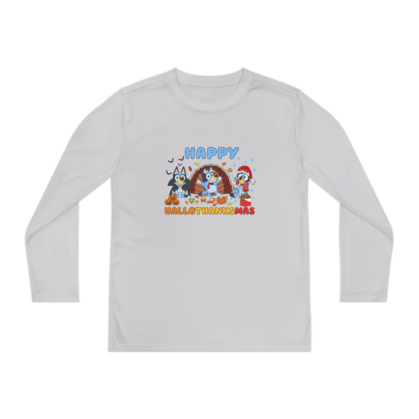 Happy Hallothanksmas Youth Long Sleeve Competitor Tee