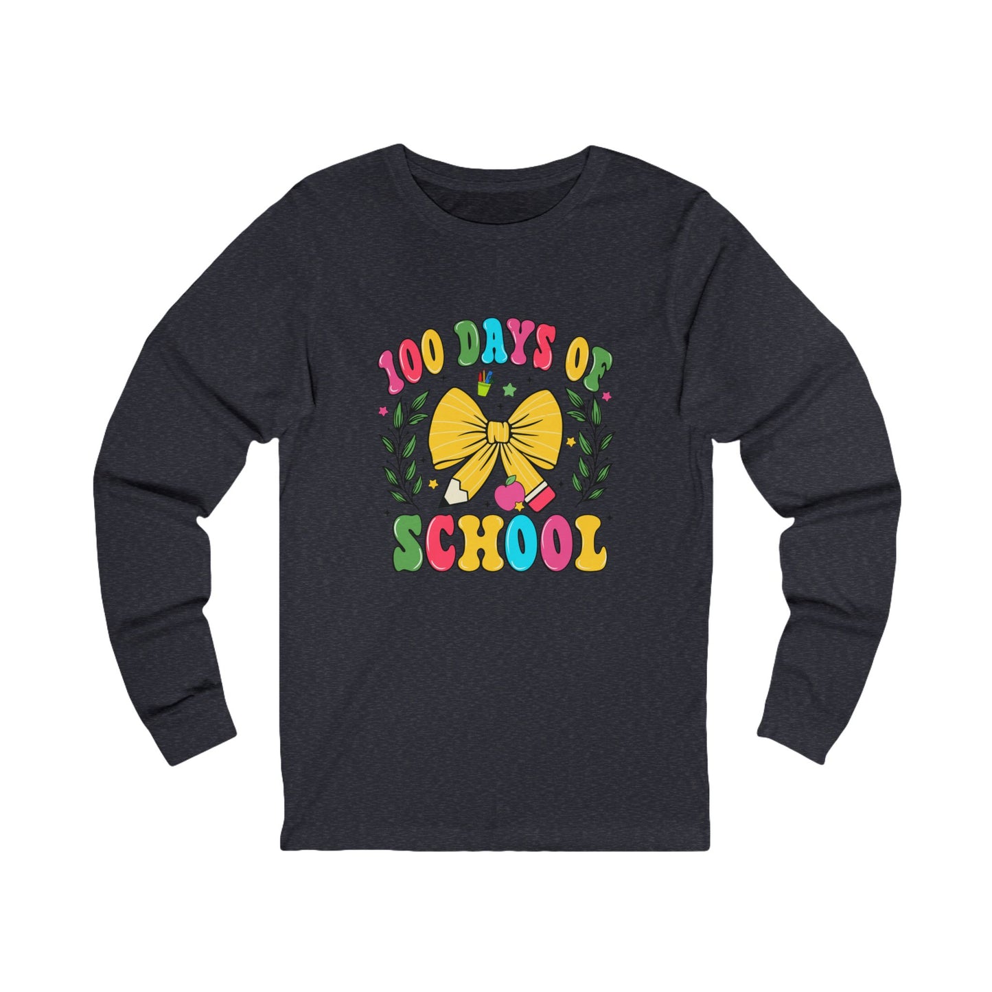 100 days of school Jersey Long Sleeve Tee