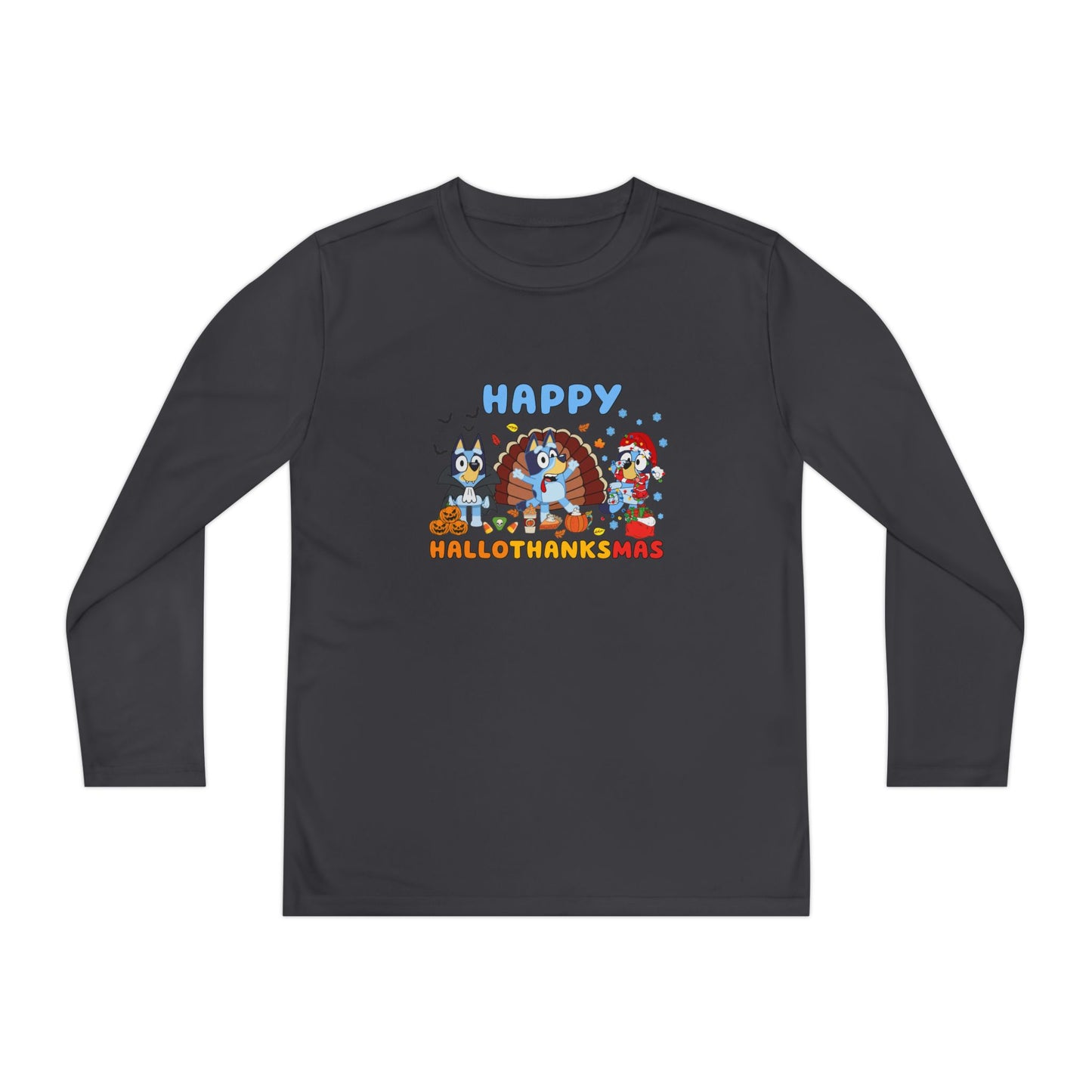 Happy Hallothanksmas Youth Long Sleeve Competitor Tee