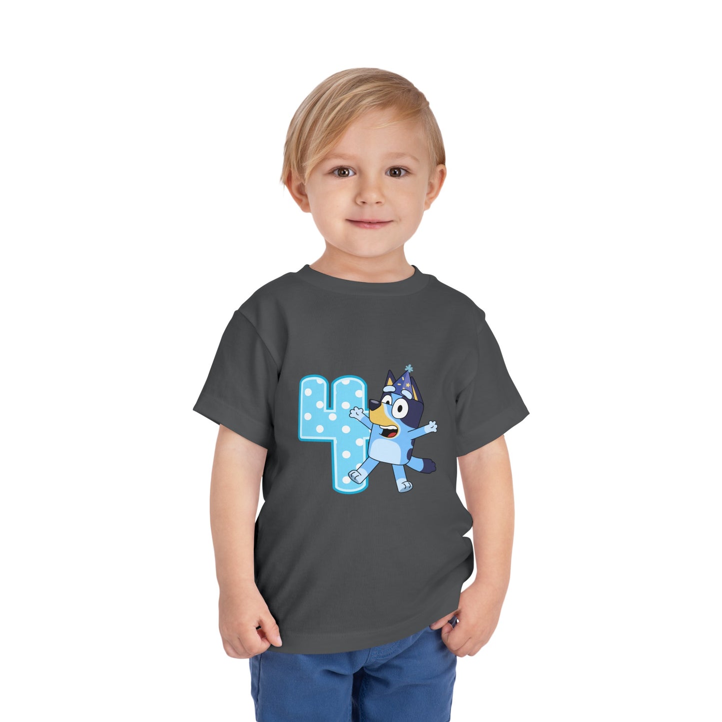 #4 Birthday Toddler Short Sleeve Tee
