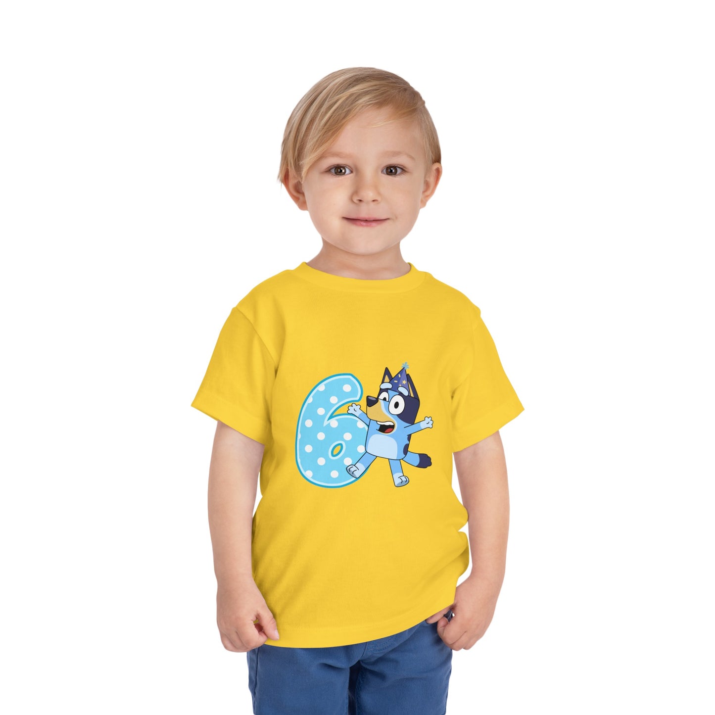 #6 Birthday Toddler Short Sleeve Tee