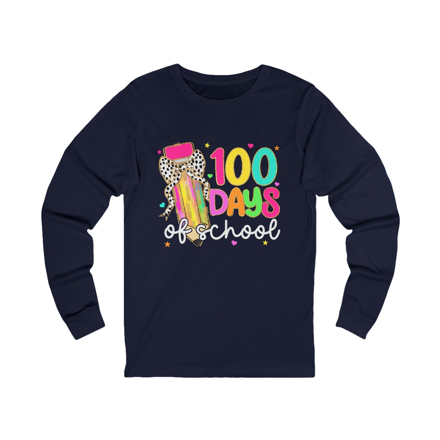100 days of school Jersey Long Sleeve Tee