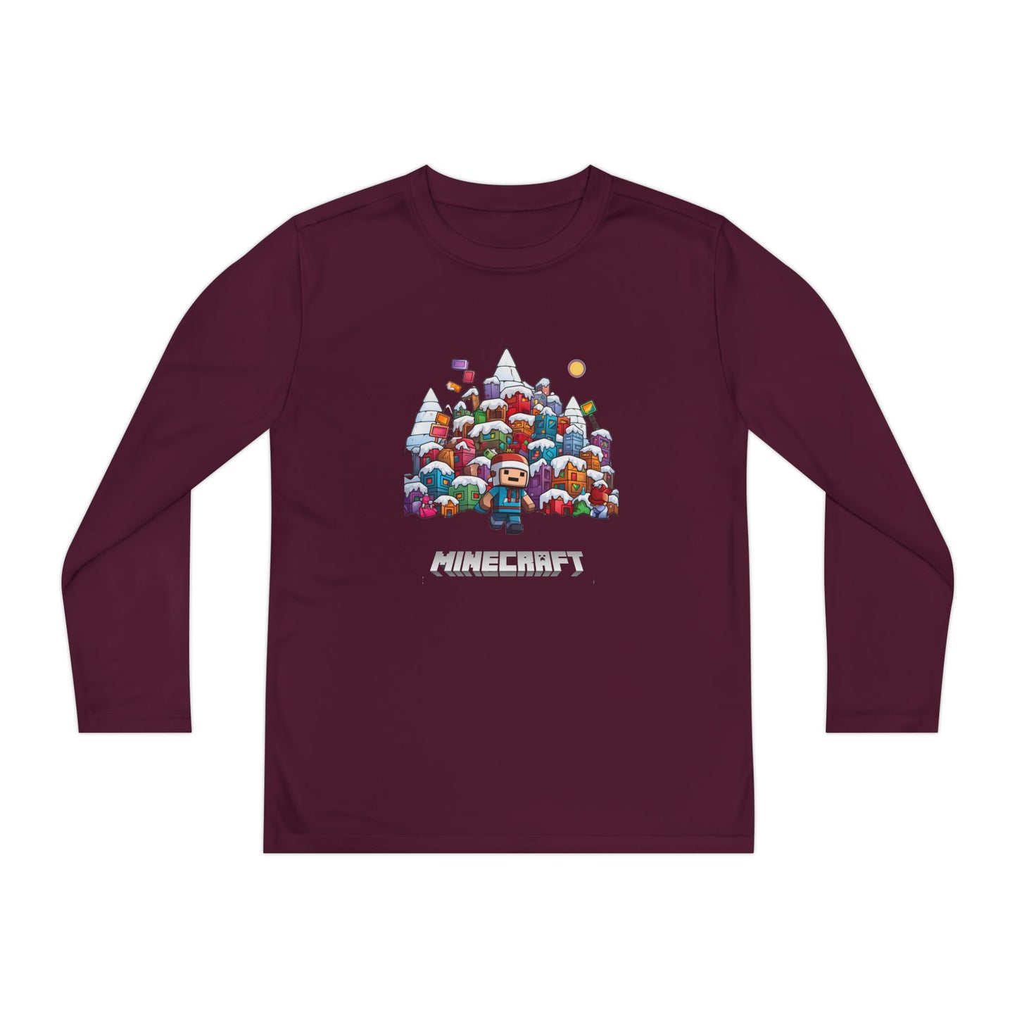 Christmas Mine-craft Youth Long Sleeve Competitor Tee