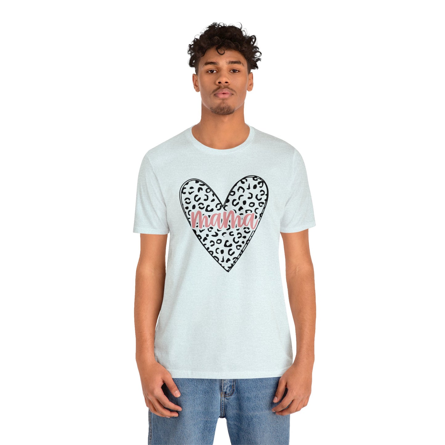 Mama Leopard print heart short sleeve tshirt