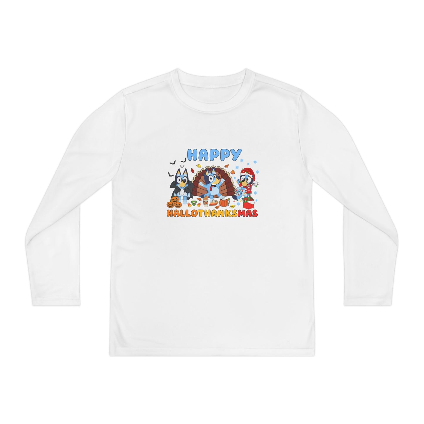 Happy Hallothanksmas Youth Long Sleeve Competitor Tee