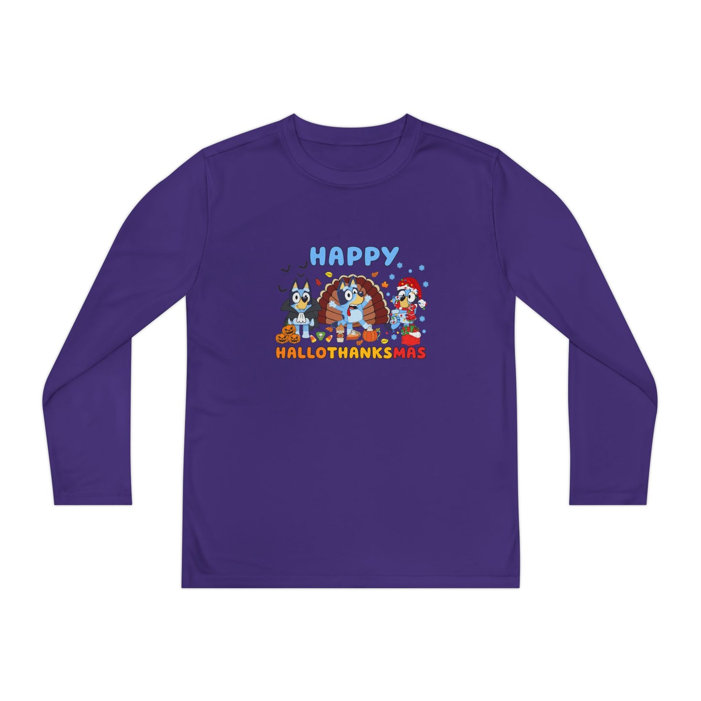 Happy Hallothanksmas Youth Long Sleeve Competitor Tee