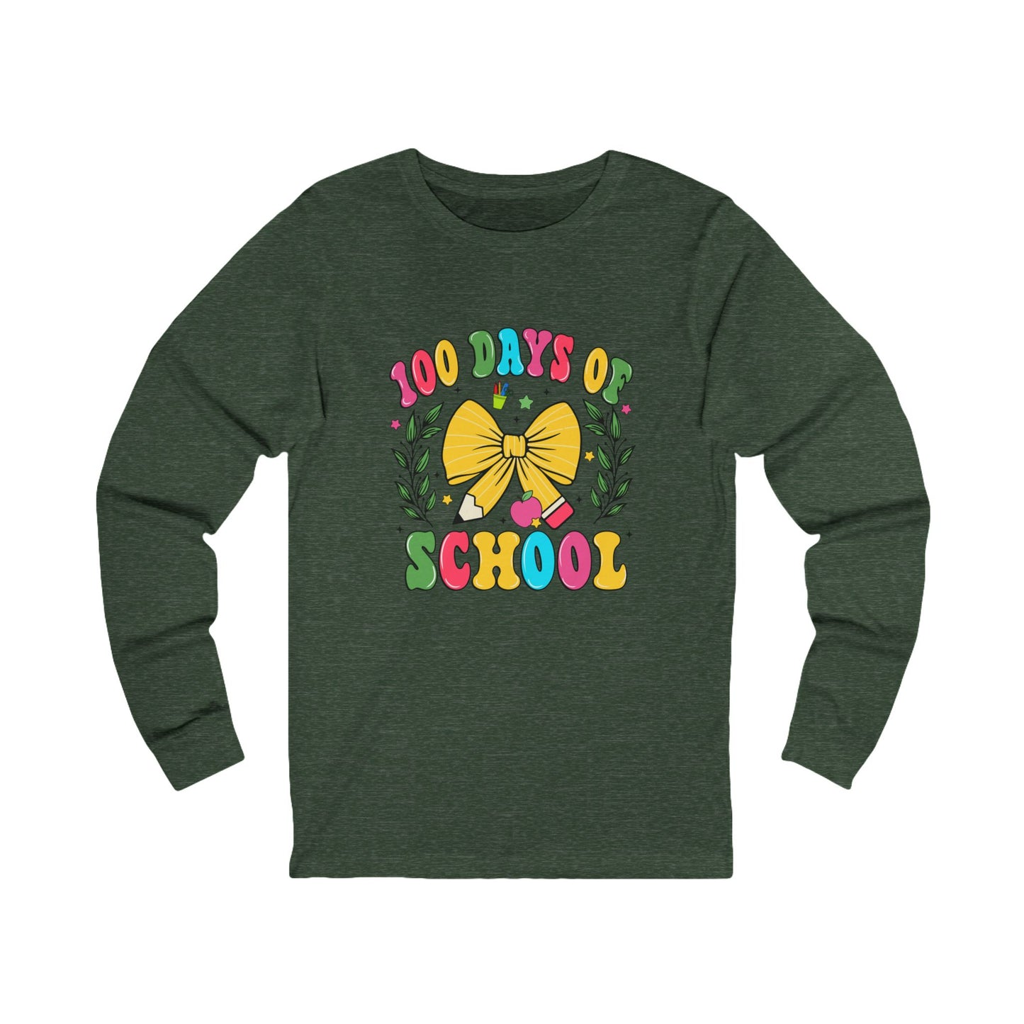 100 days of school Jersey Long Sleeve Tee