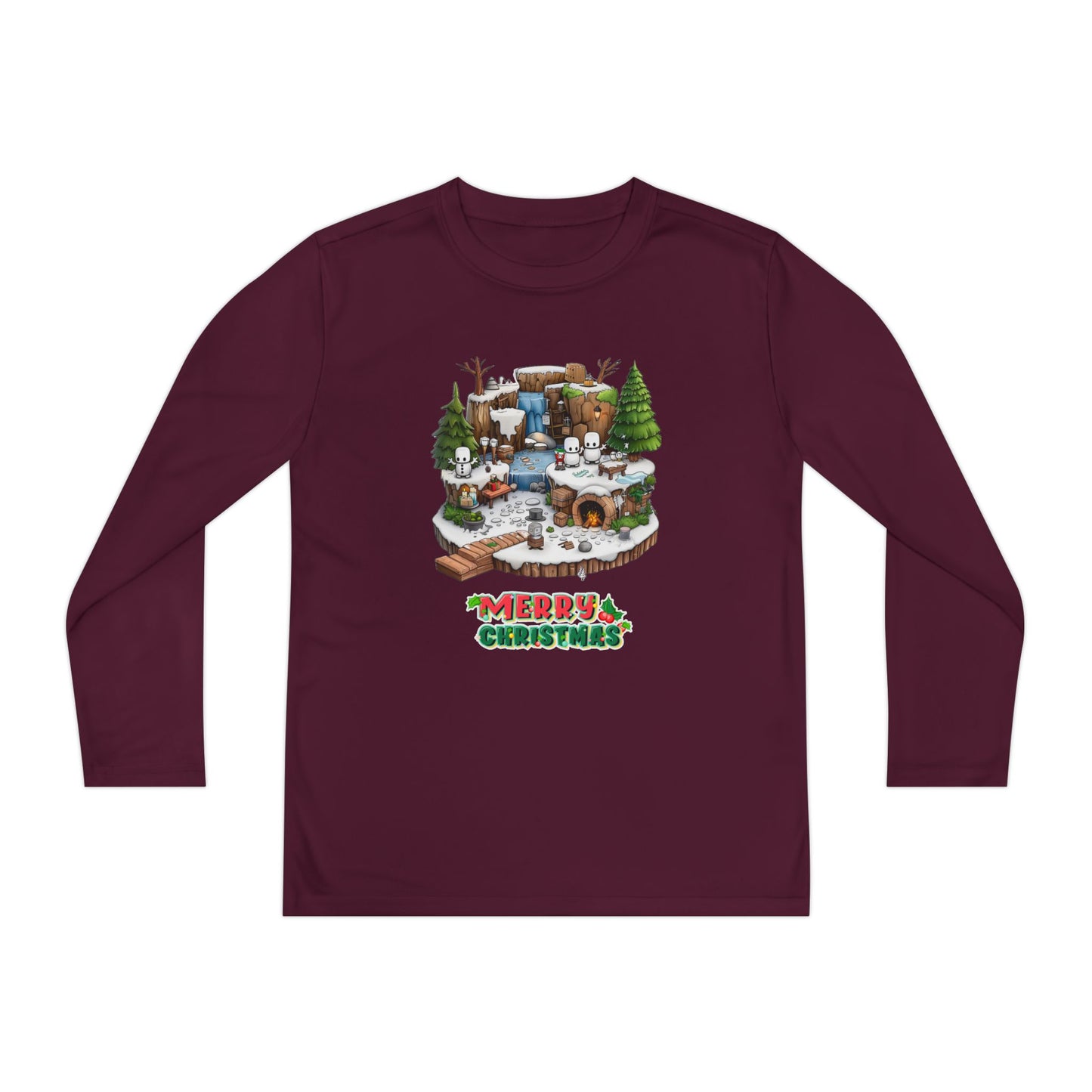 Merry Christmas Mine-craft Youth Long Sleeve Competitor Tee
