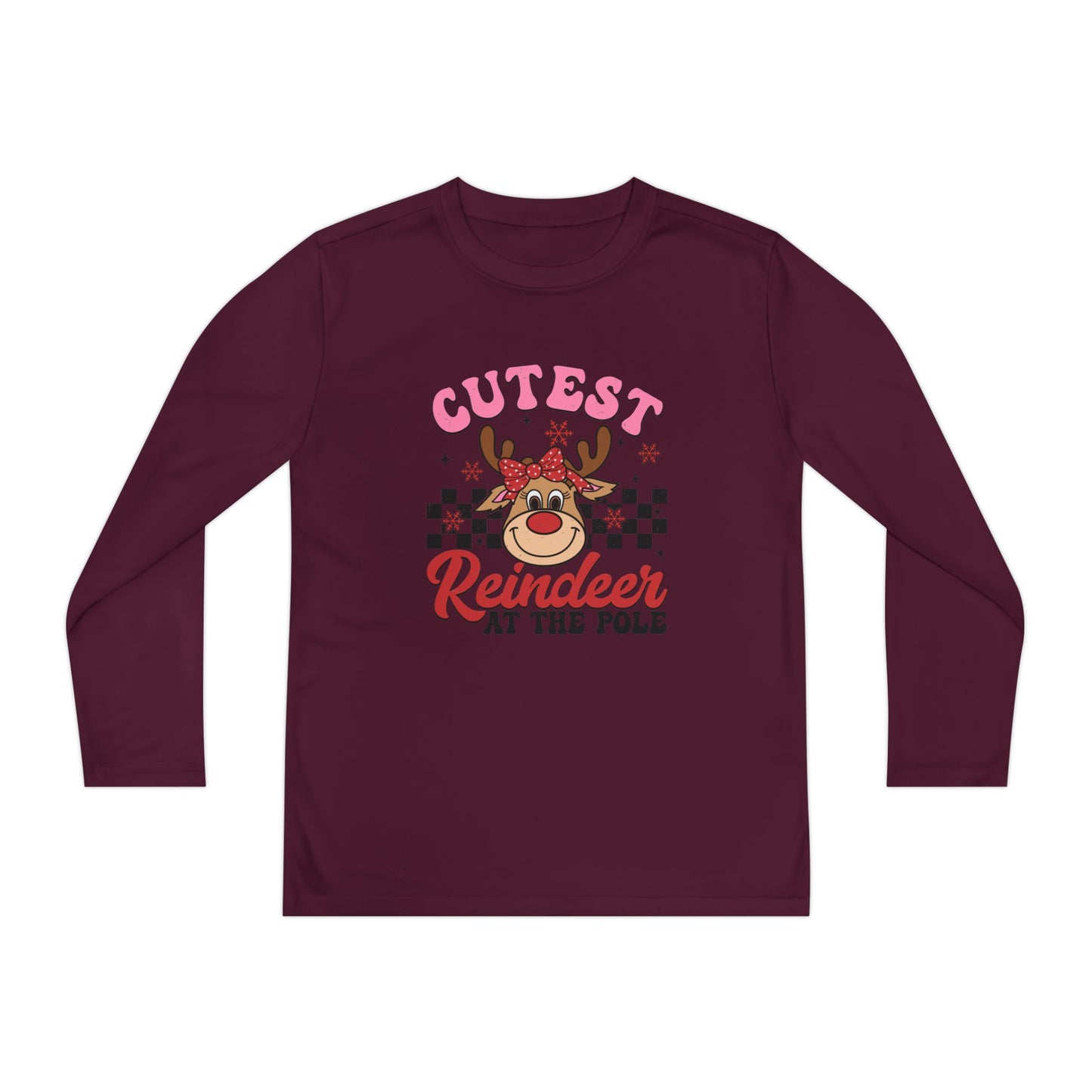 Cutest Reindeer at the Pole Youth Long Sleeve Competitor Tee