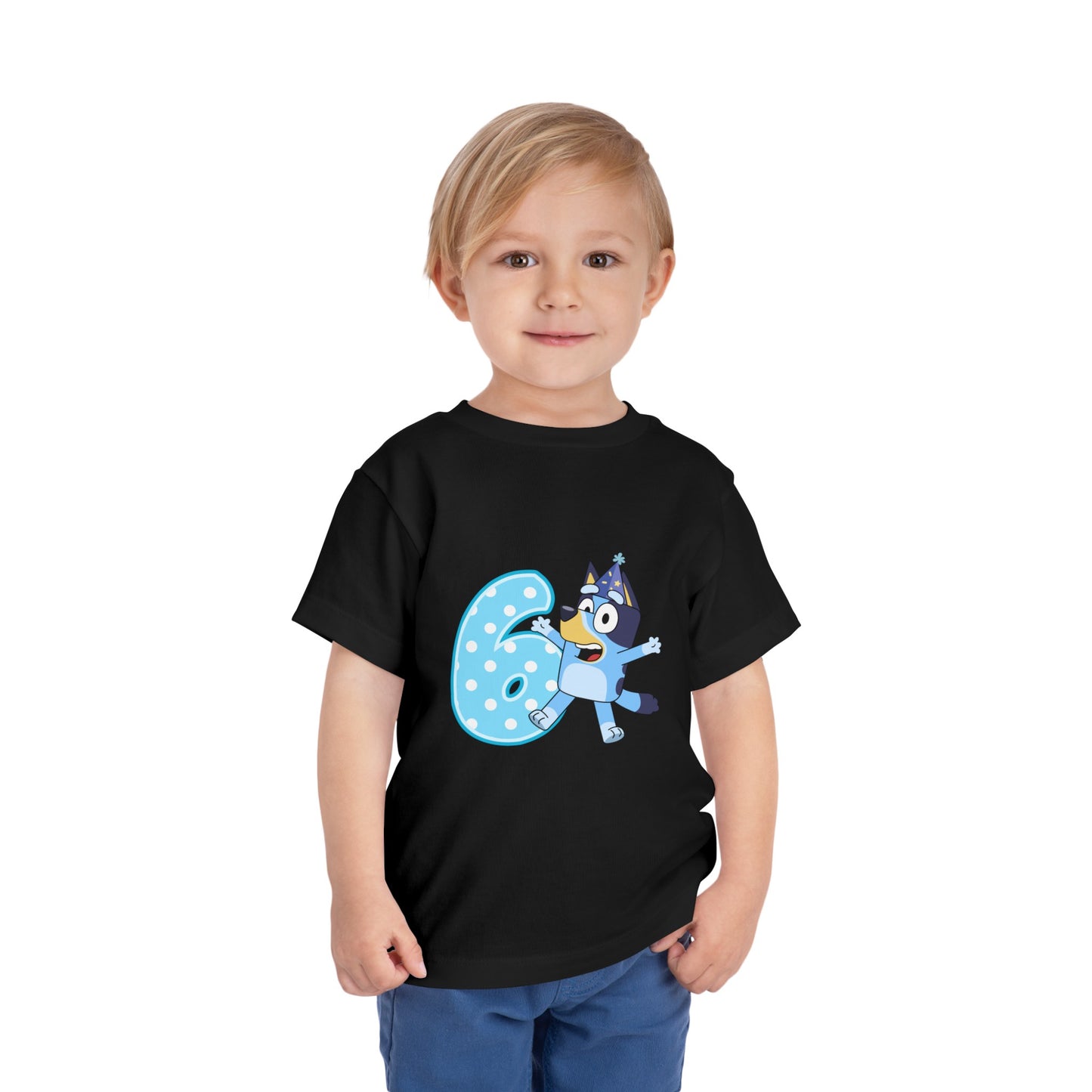 #6 Birthday Toddler Short Sleeve Tee
