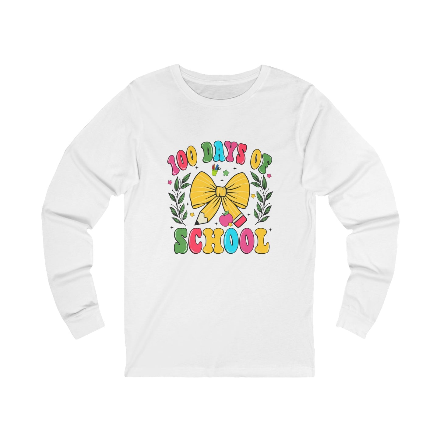 100 days of school Jersey Long Sleeve Tee