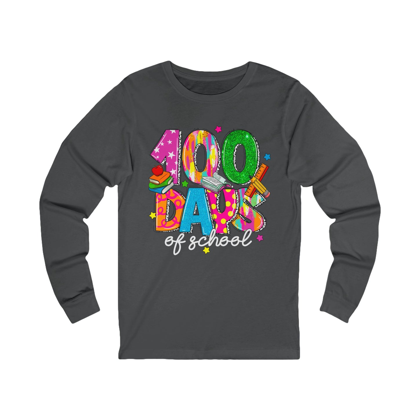 100 days of school Jersey Long Sleeve Tee