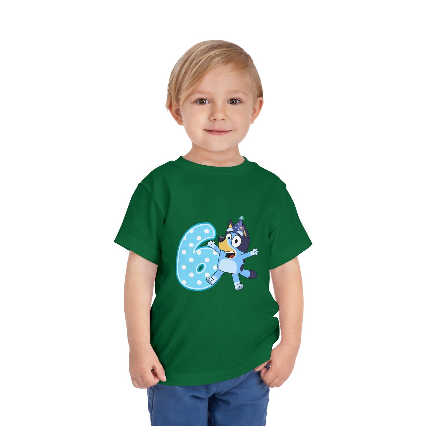 #6 Birthday Toddler Short Sleeve Tee