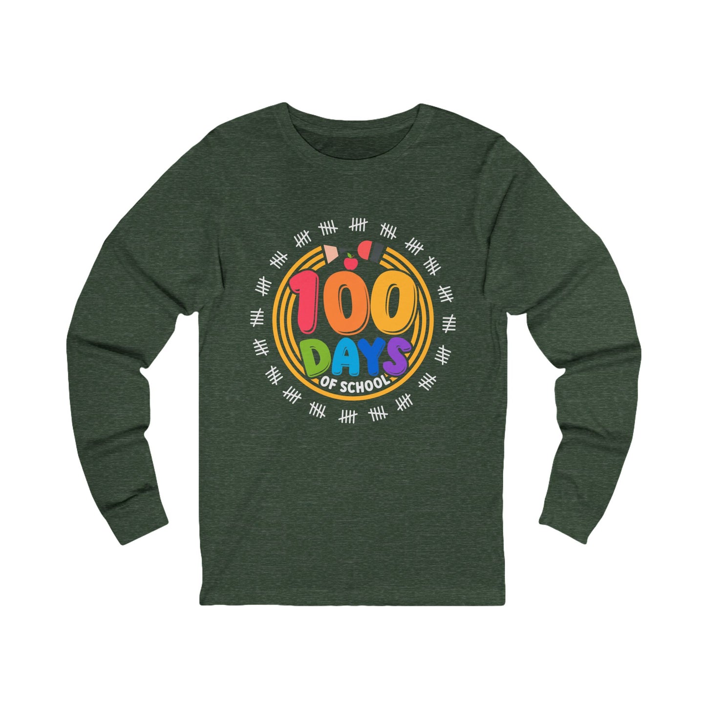 100 days of school Jersey Long Sleeve Tee