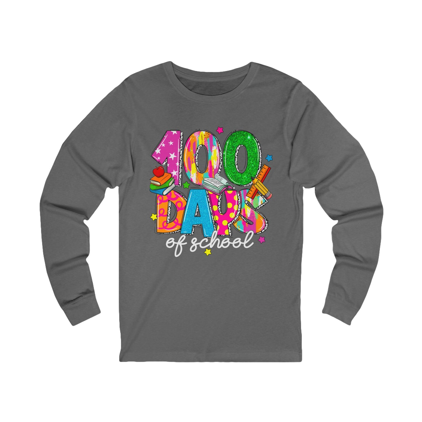 100 days of school Jersey Long Sleeve Tee