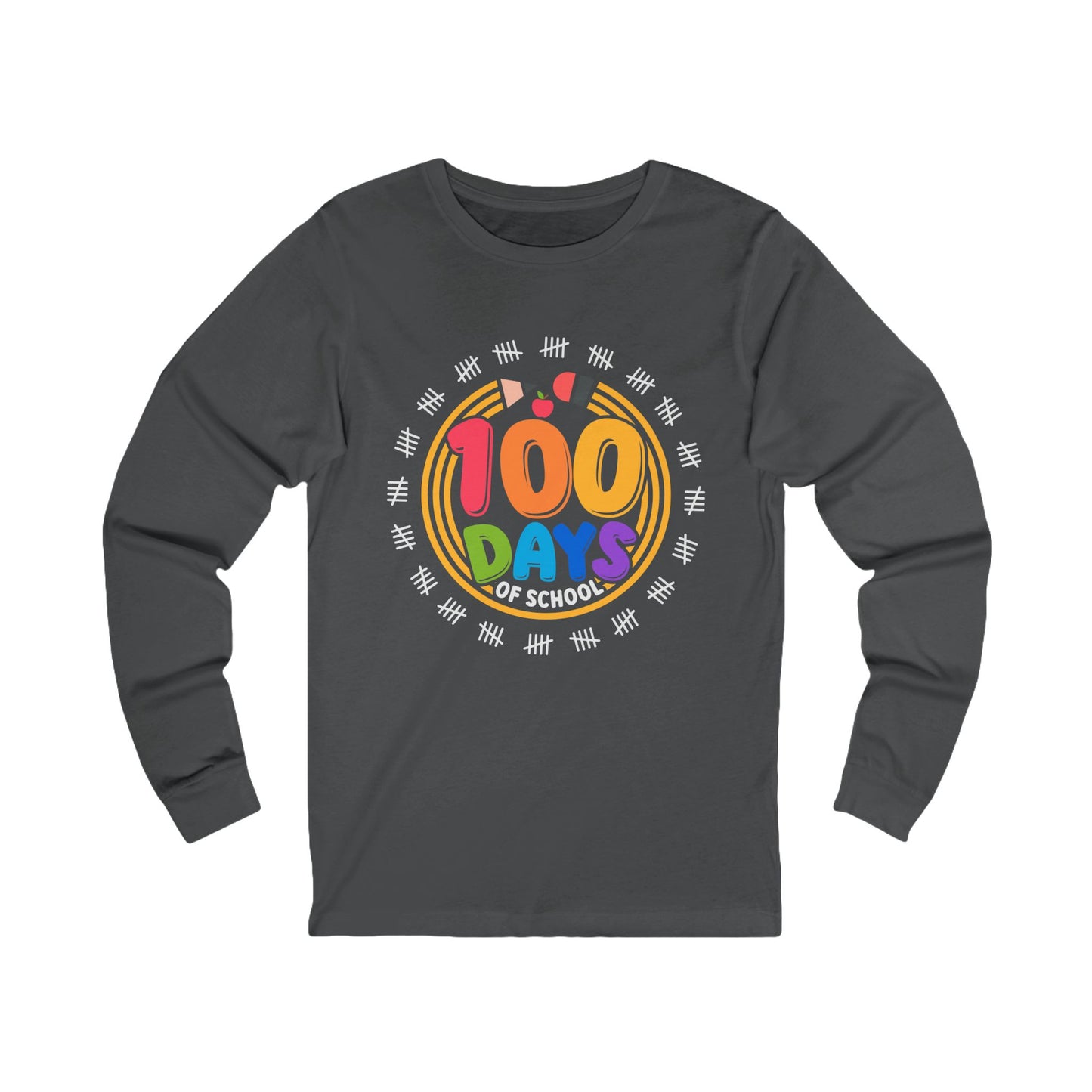 100 days of school Jersey Long Sleeve Tee