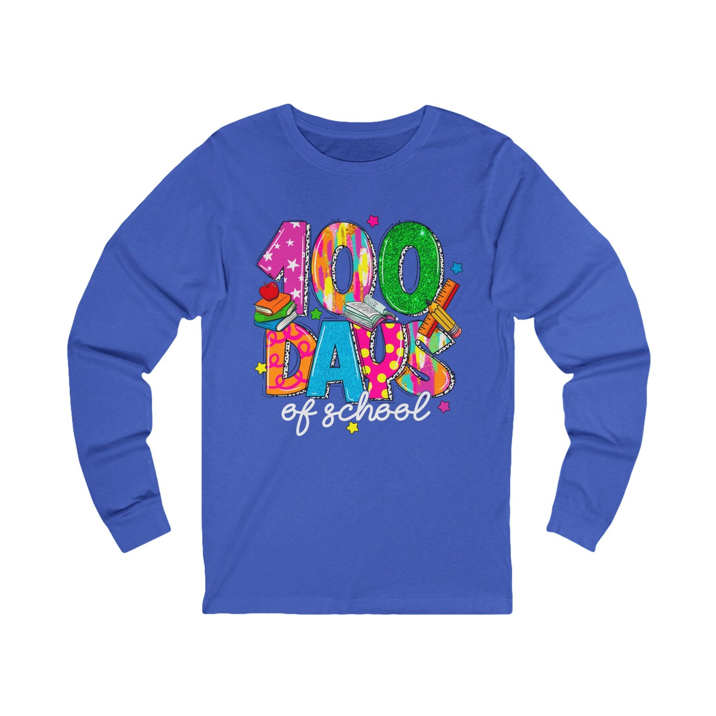 100 days of school Jersey Long Sleeve Tee
