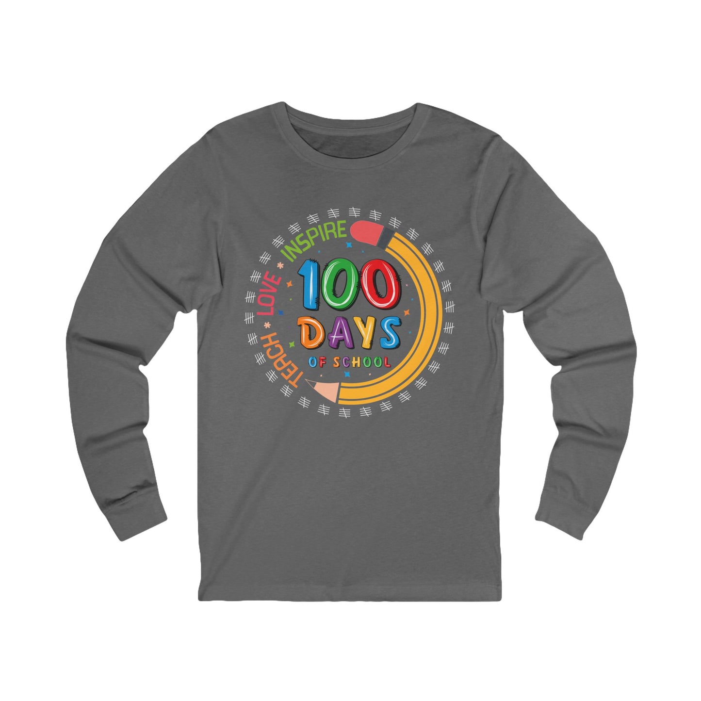 100 days Teach - Love - Inspire Jersey Long Sleeve Tee