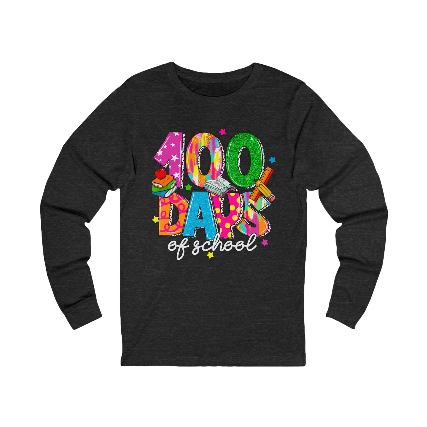 100 days of school Jersey Long Sleeve Tee