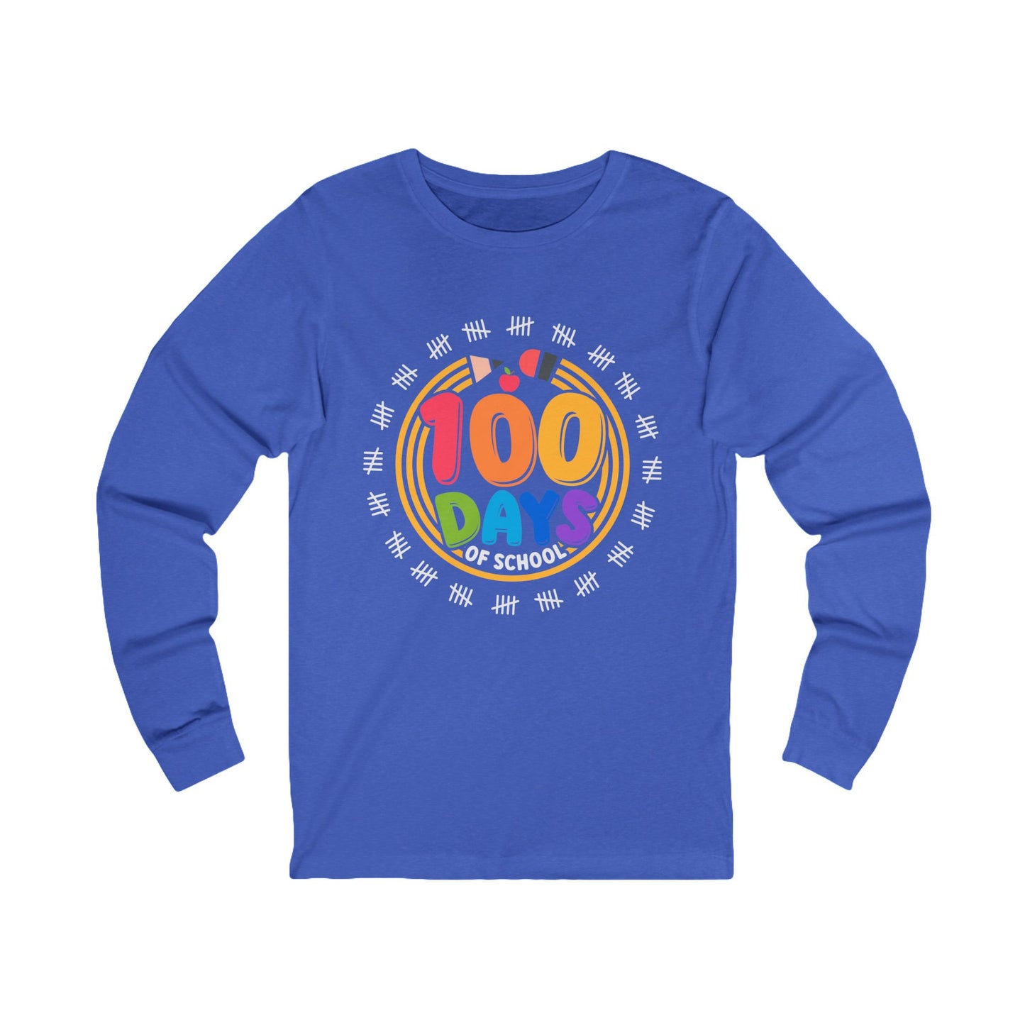 100 days of school Jersey Long Sleeve Tee