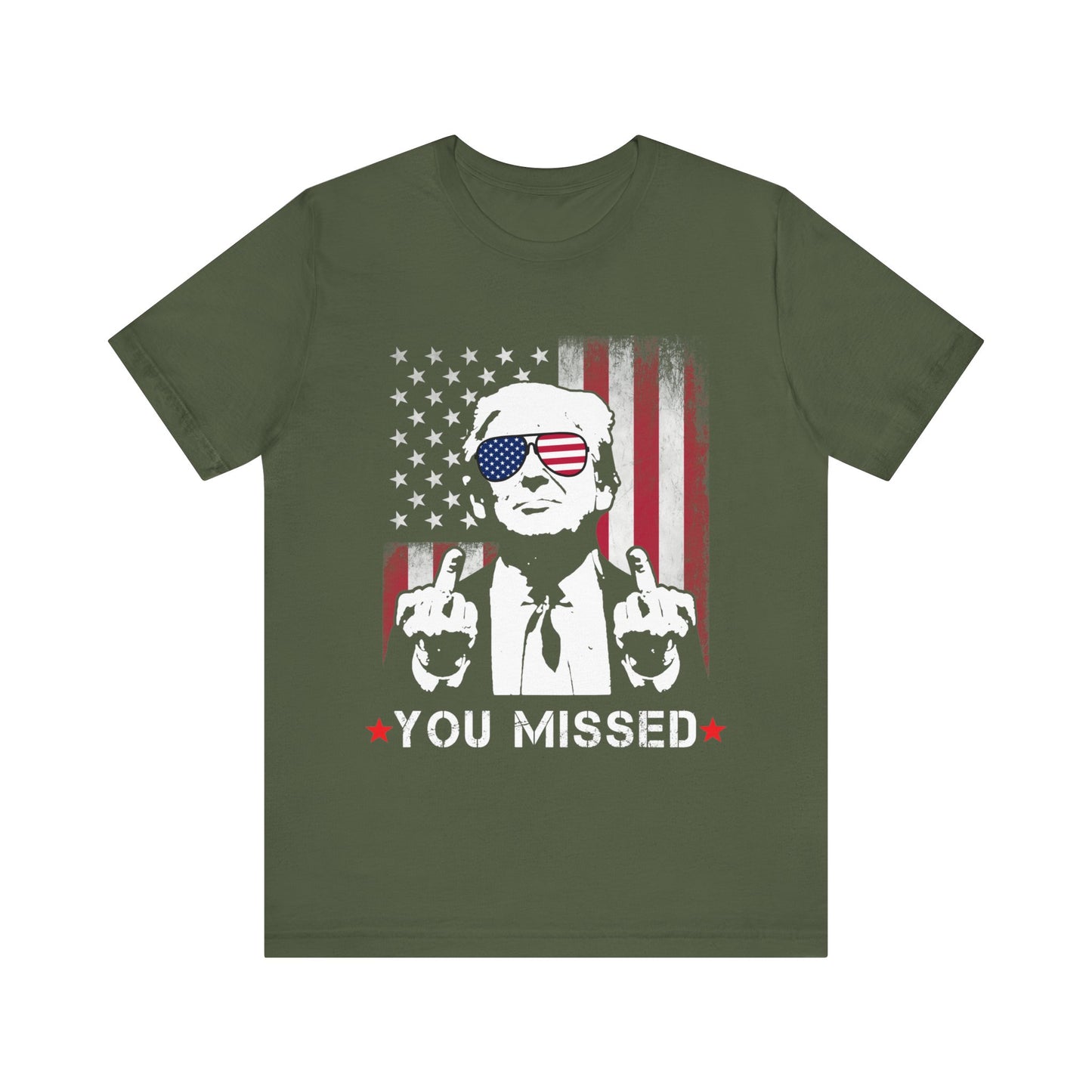 You Missed (front) Trump/Vance 2024 (back) Jersey Short Sleeve Tee