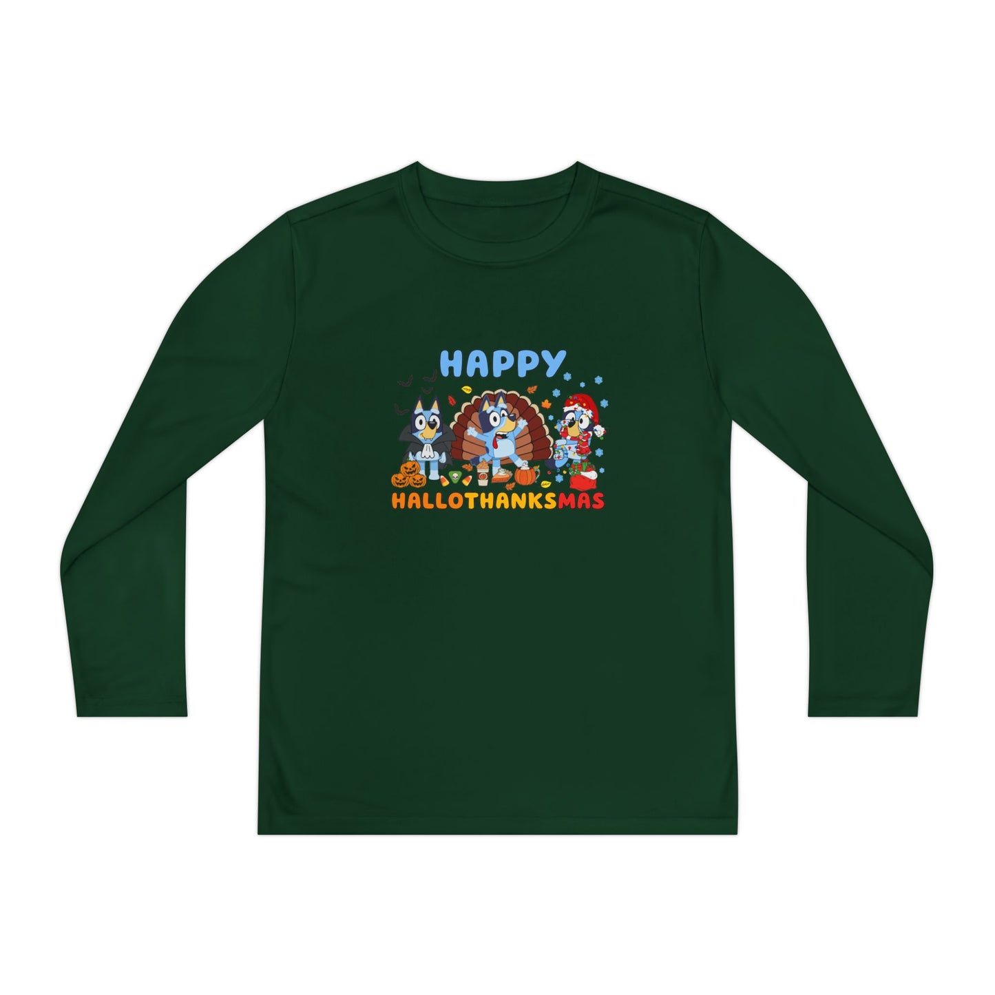 Happy Hallothanksmas Youth Long Sleeve Competitor Tee
