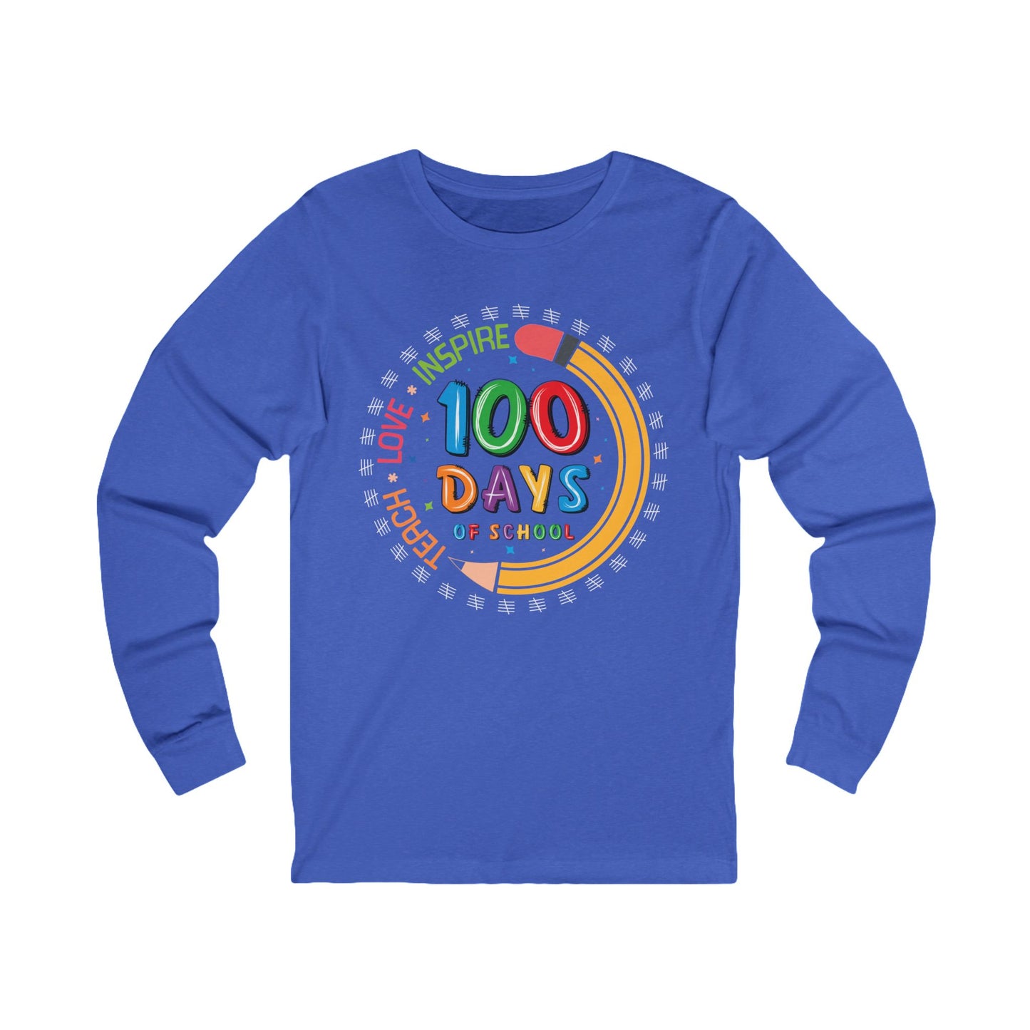 100 days Teach - Love - Inspire Jersey Long Sleeve Tee