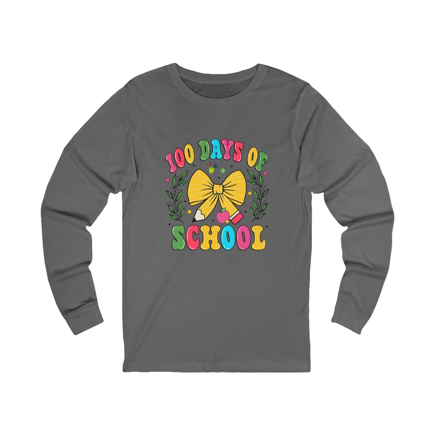 100 days of school Jersey Long Sleeve Tee