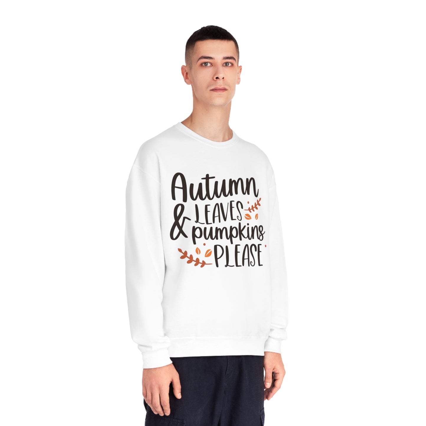 Autumn Leaves & Pumpkins Please Crewneck Sweatshirt