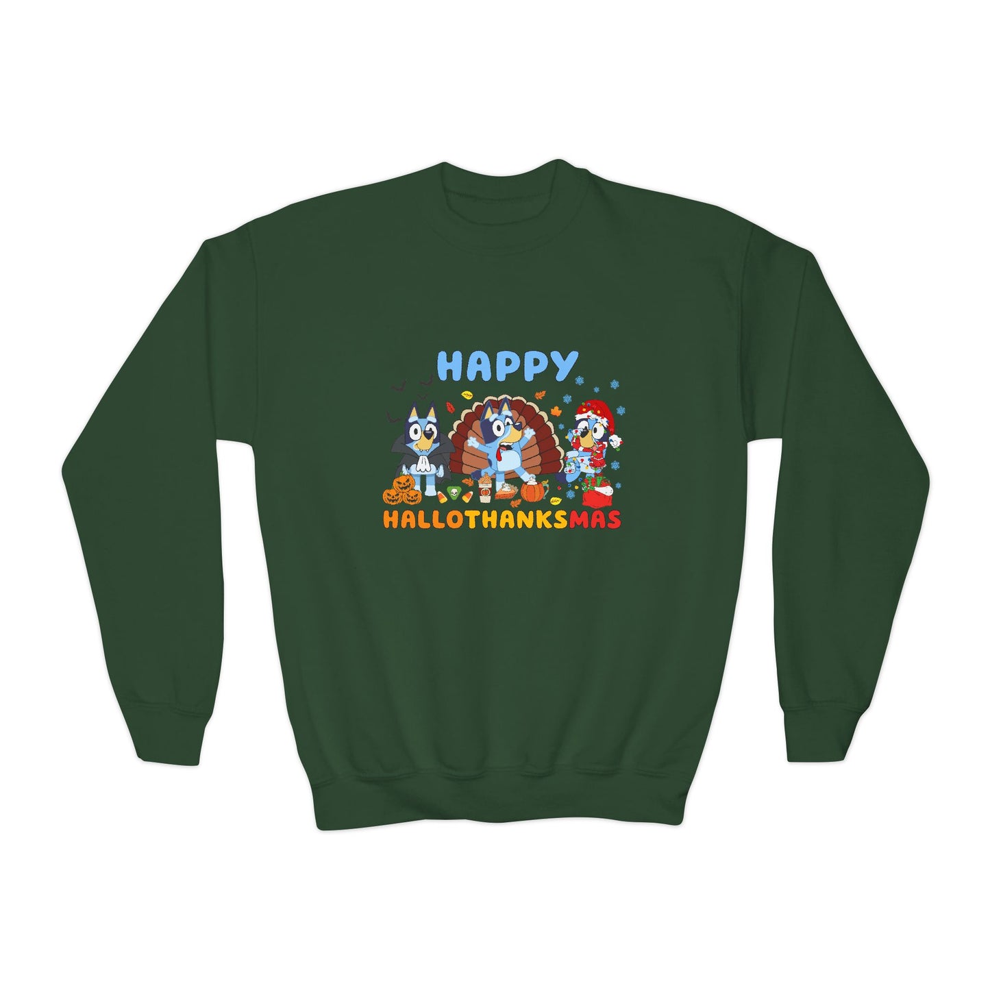 Happy Hallothanksmas Youth Crewneck Sweatshirt