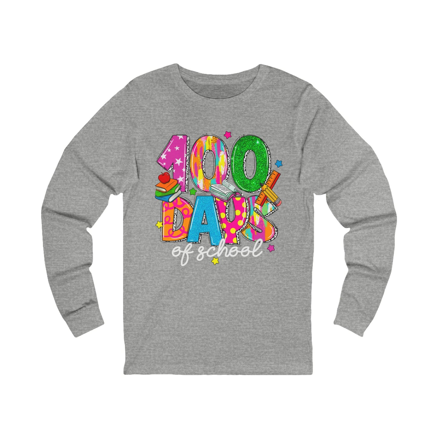 100 days of school Jersey Long Sleeve Tee