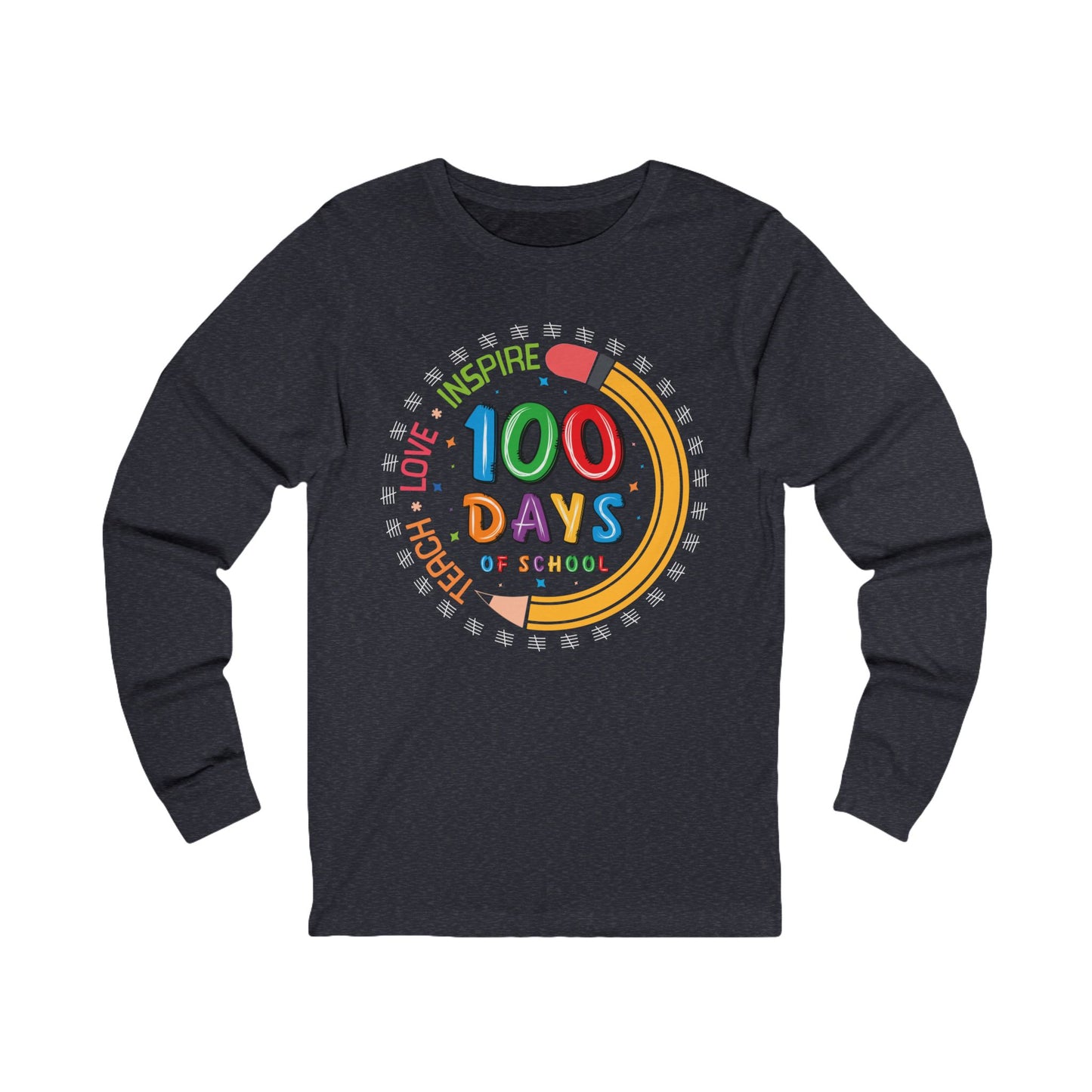 100 days Teach - Love - Inspire Jersey Long Sleeve Tee