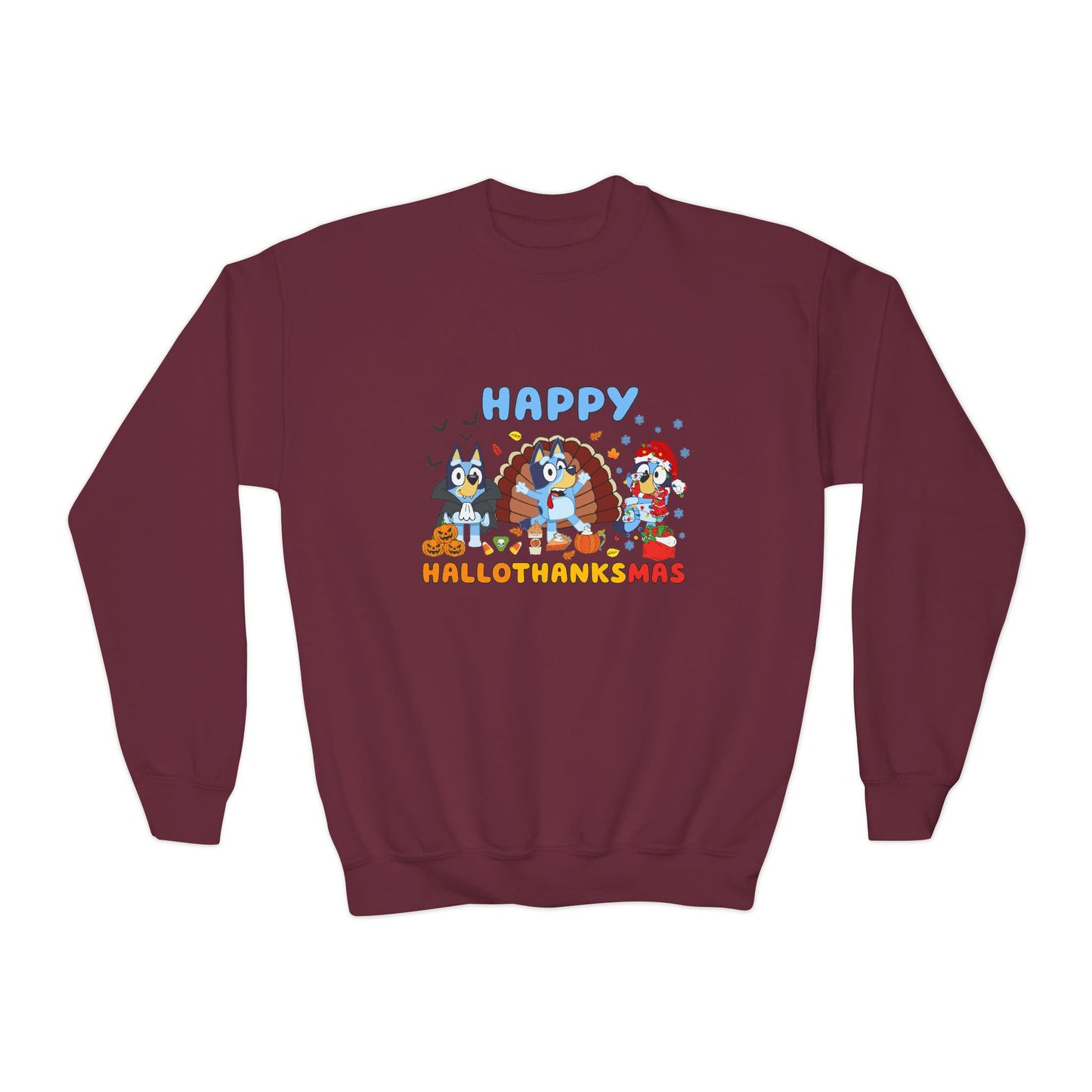 Happy Hallothanksmas Youth Crewneck Sweatshirt