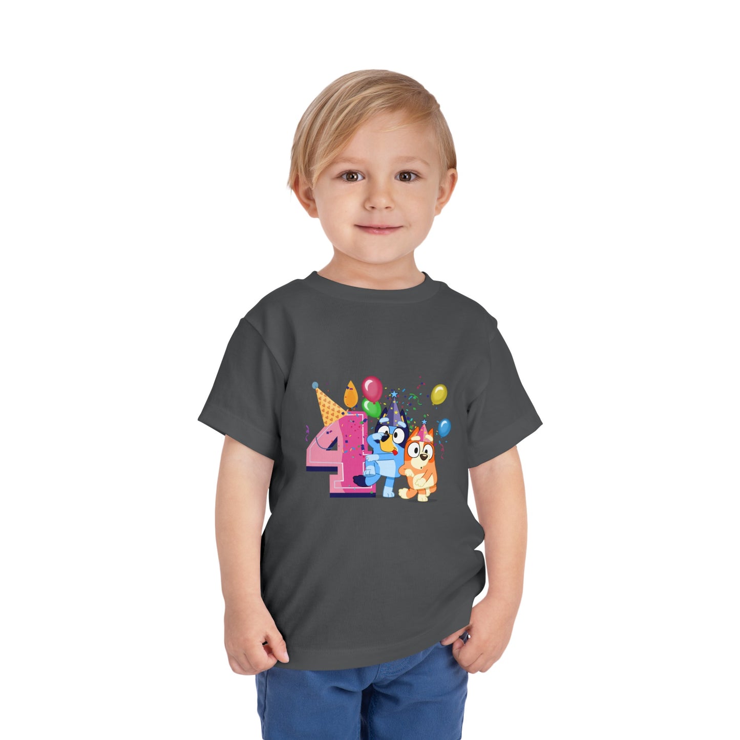 4th Birthday Toddler Short Sleeve Tee