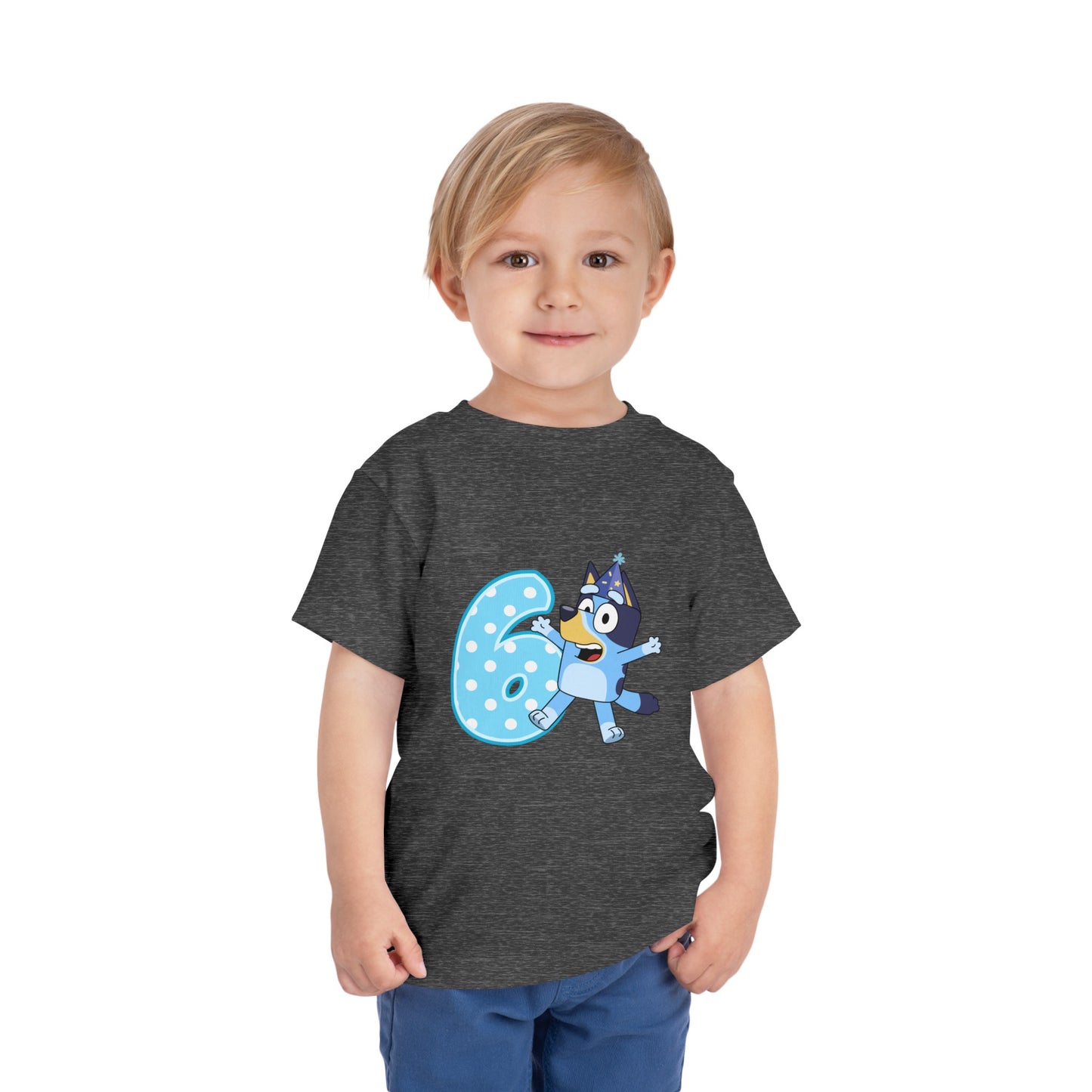 #6 Birthday Toddler Short Sleeve Tee