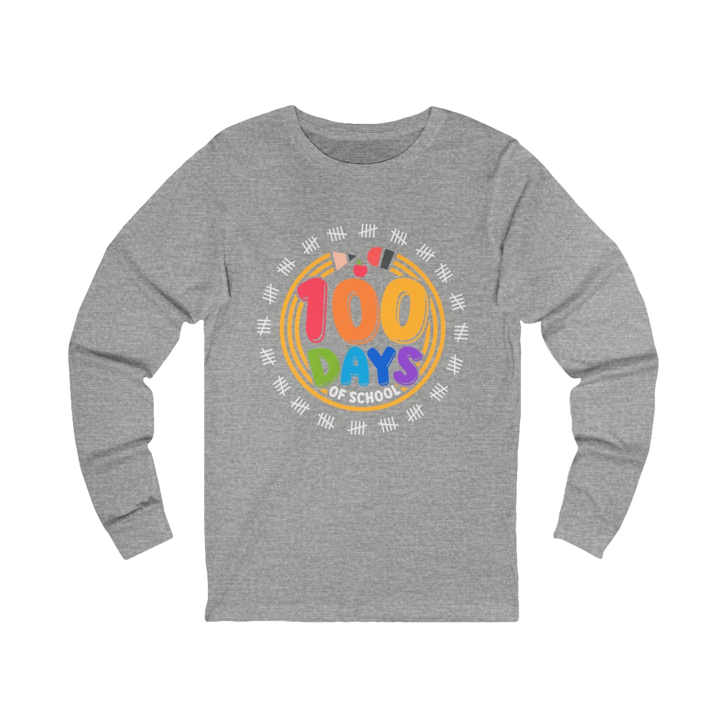 100 days of school Jersey Long Sleeve Tee