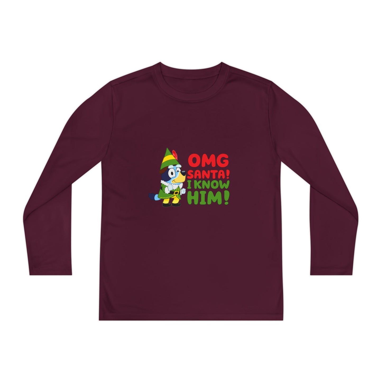 OMG Santa I know him Youth Long Sleeve Competitor Tee