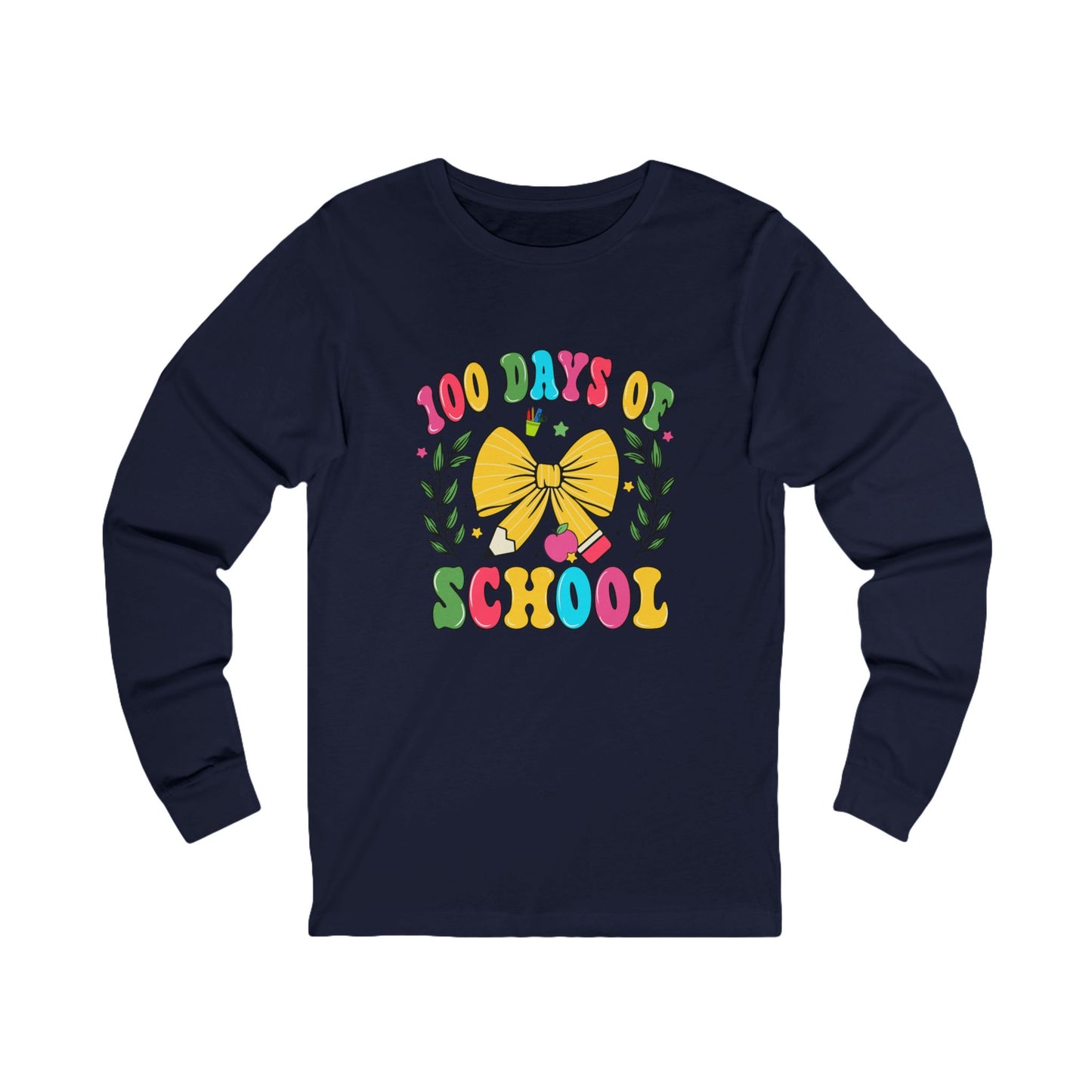 100 days of school Jersey Long Sleeve Tee