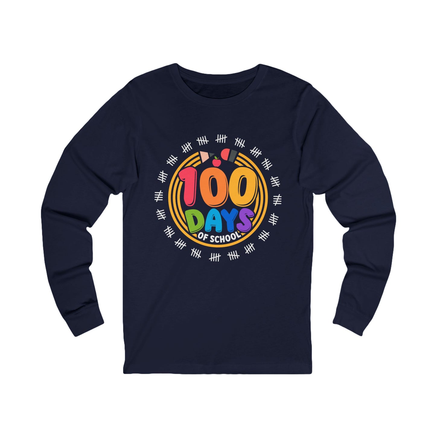 100 days of school Jersey Long Sleeve Tee
