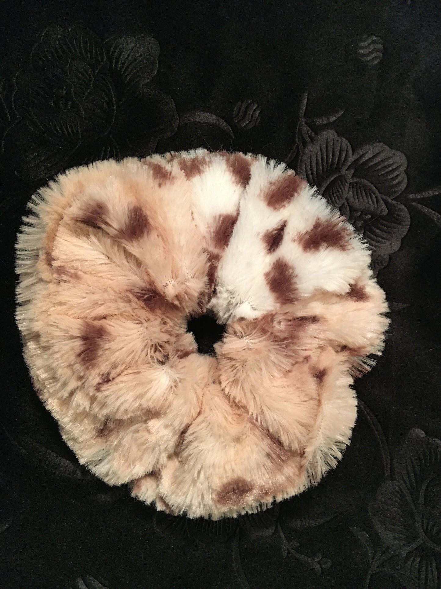 Aspen snow leopard minky scrunchy