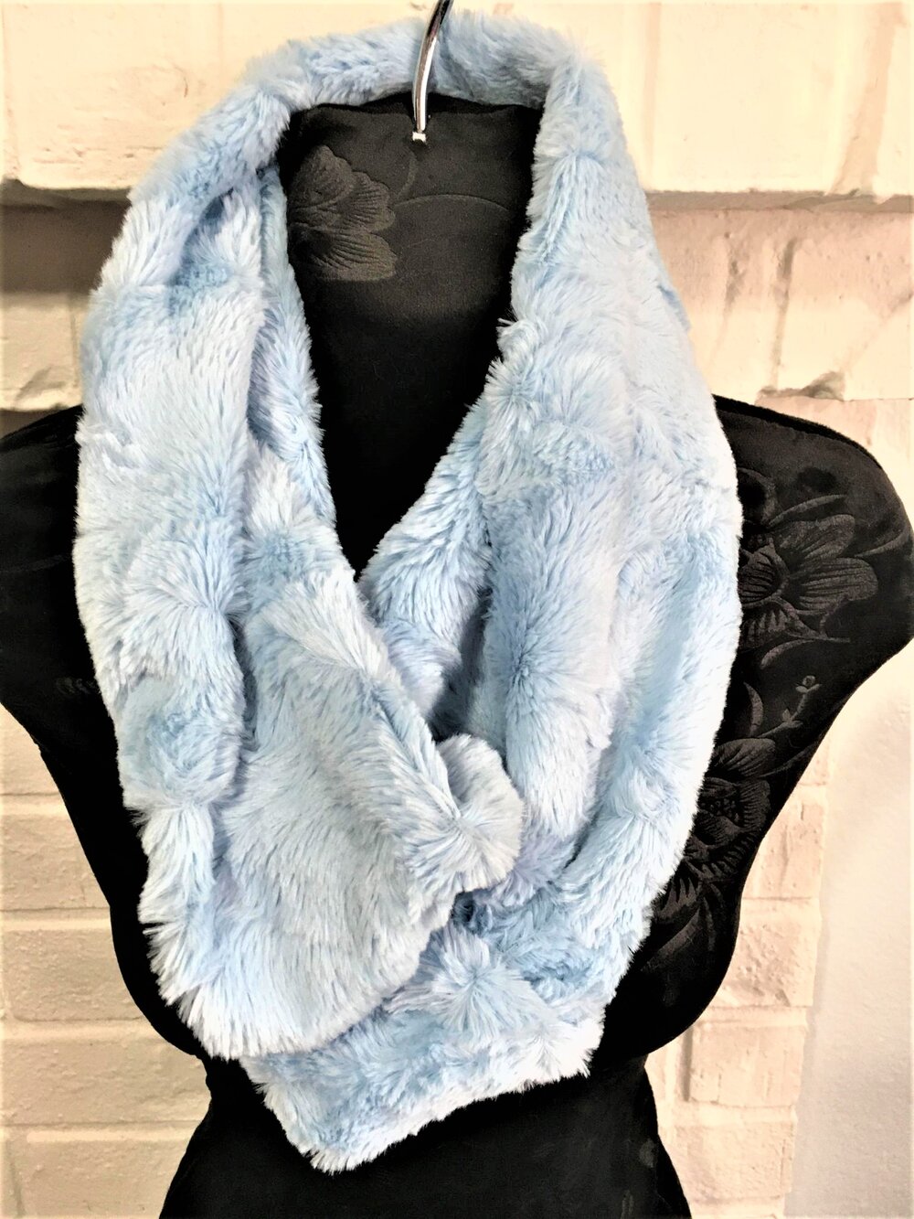 Baby blue hide minky infinity scarf